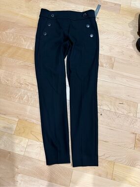 LOFT Black Button-Accent Slim Sailor Pants